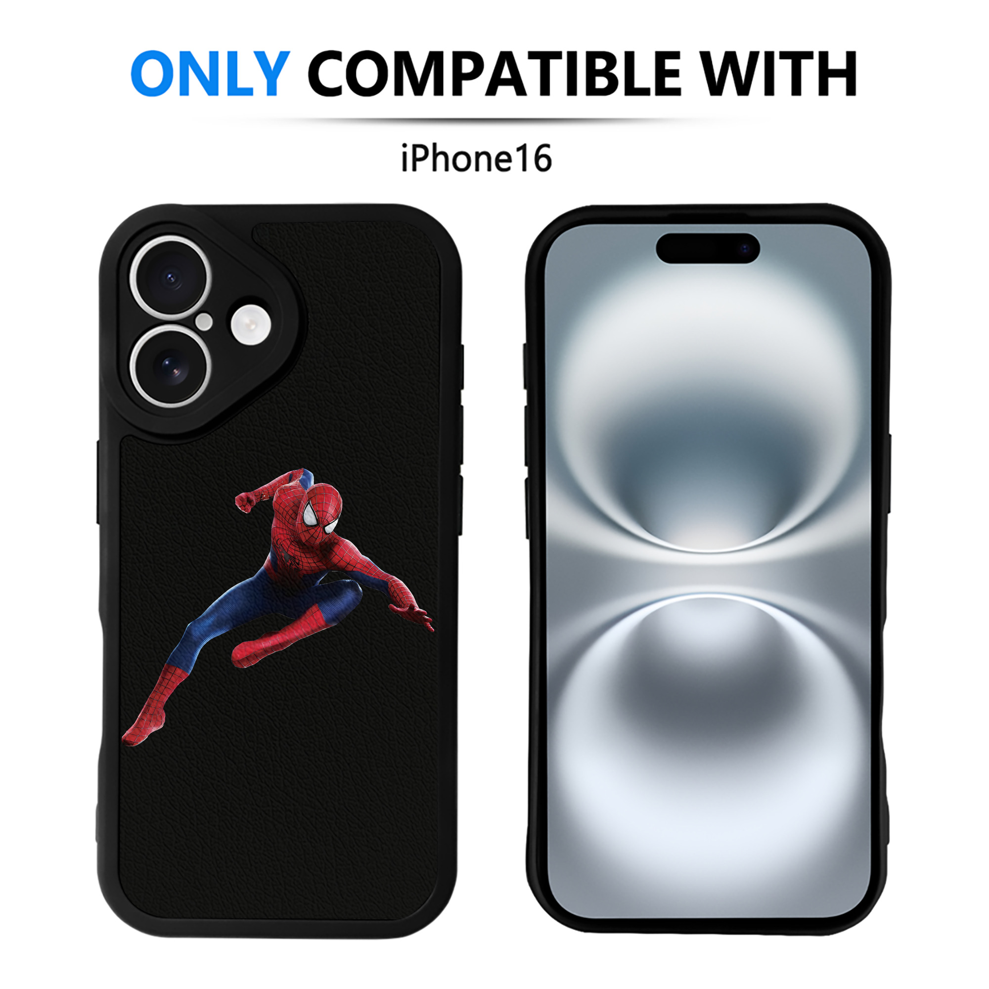 （画像用） Spider Man スパイダーマン 【iPhone 16シリーズ対応】シリコンスマホケース（レザー調） 材質：シリコン
